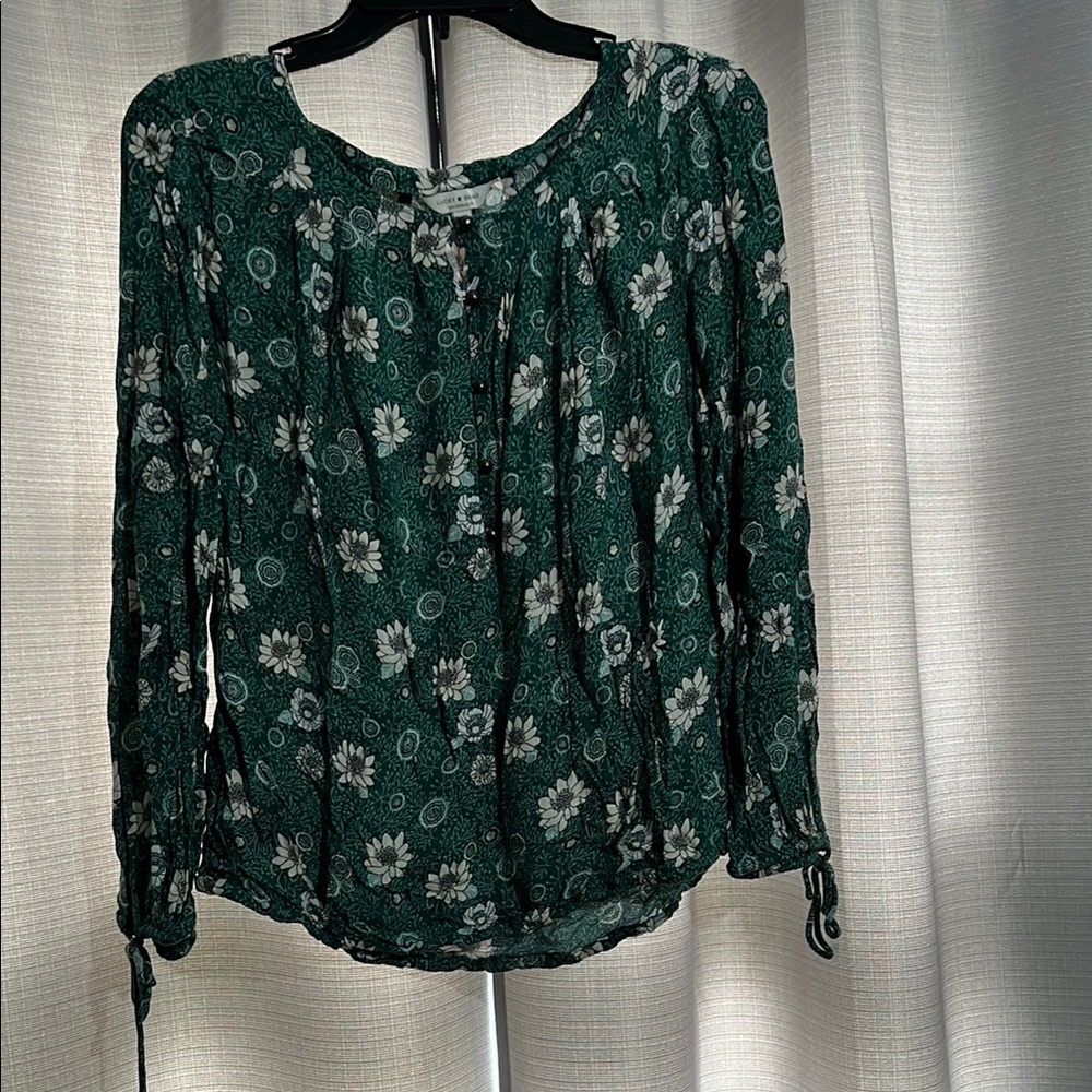 Lucky Brand Green Floral Blouse